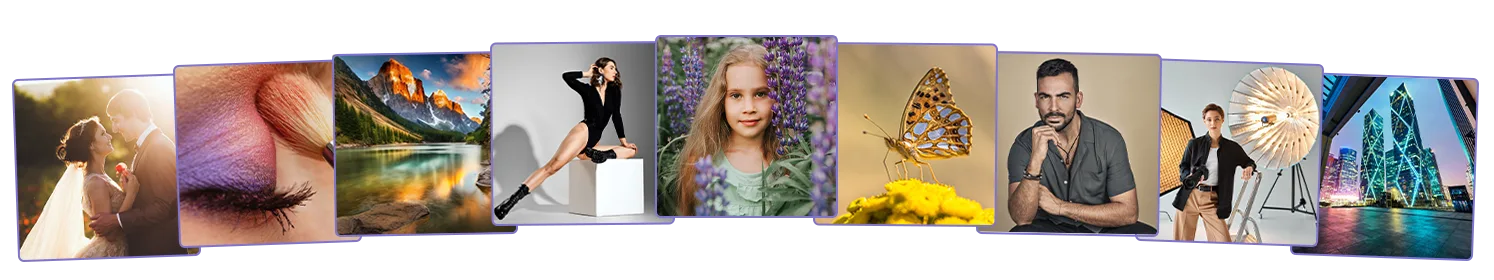 A range of creative work on Pixlinker: photography, modelling, photography studios, makeup, hairstyling, and education